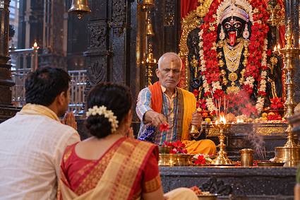 Temple puja ceremony led by Prof. Dr. Shyamsundar Bagha